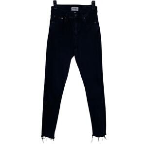 AGOLDE Black Sophie Mid Rise Ankle Skinny Jeans in Sane Size 25